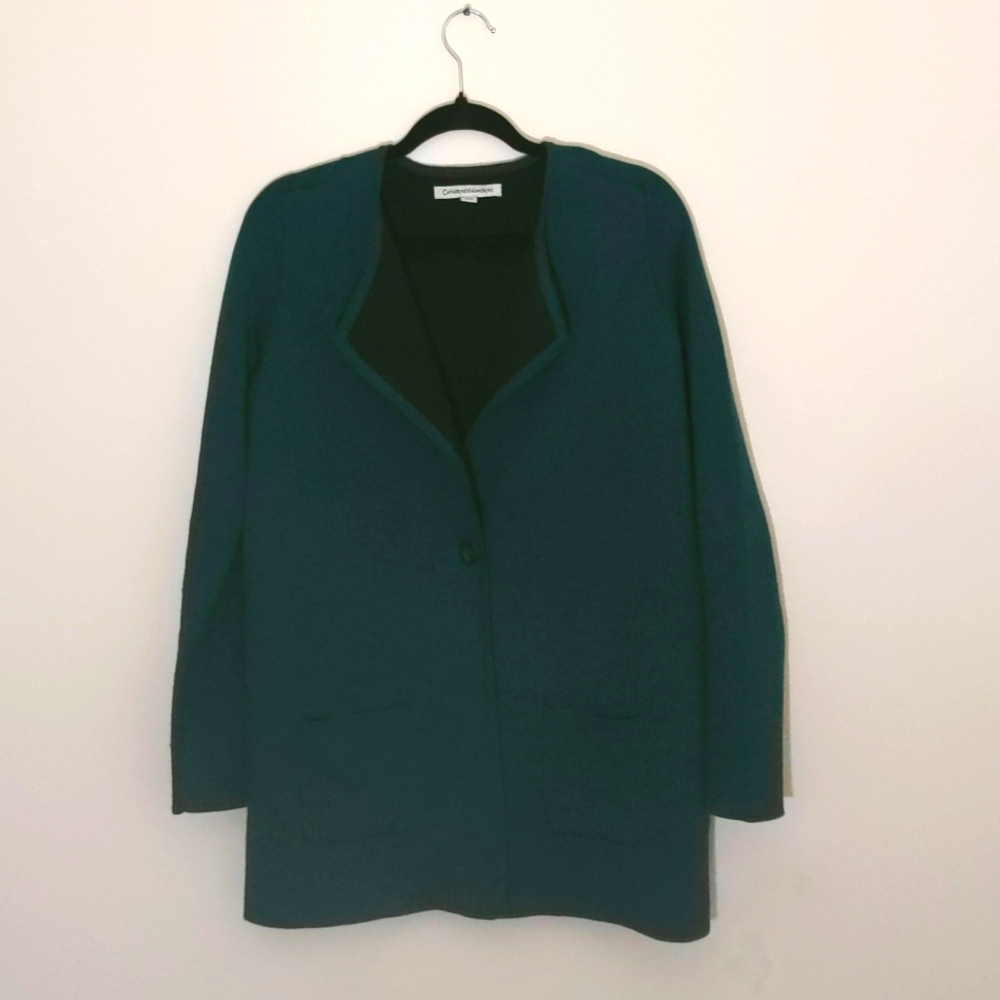 Catherine Malandrino| Dark Emerald Green Long Sleeve Wool Button Up Jacket